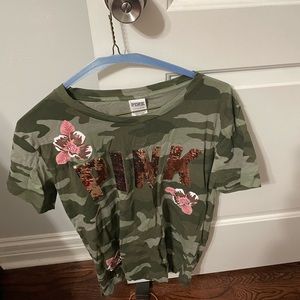 Pink tee in Camo